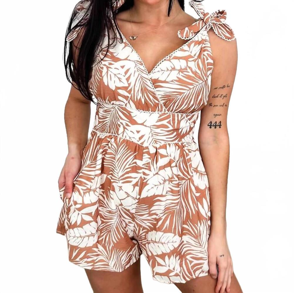 NEW IN FEBRUARY lightweight tie-shoulder romper in terracotta